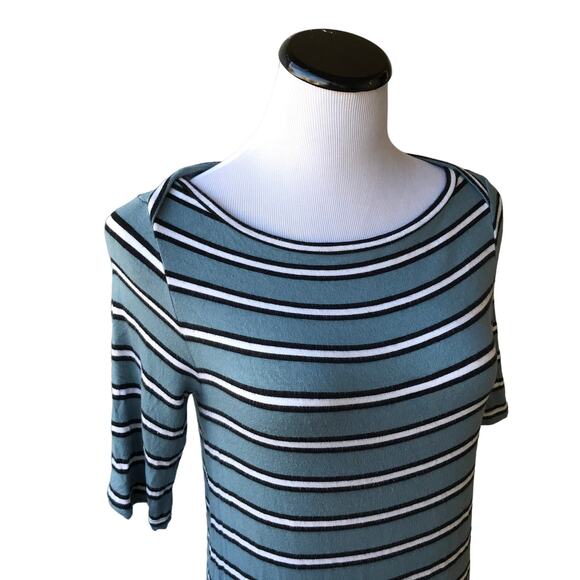 Loft Lou & Grey Blue Striped Signature Soft Boatneck Dress - Picture 6 of 10